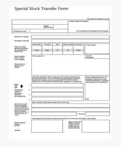 FREE 8+ Sample Stock Transfer Forms in PDF | MS Word