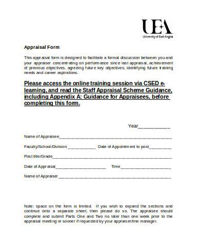 staff appraisal form example