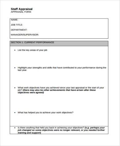 staff appraisal form