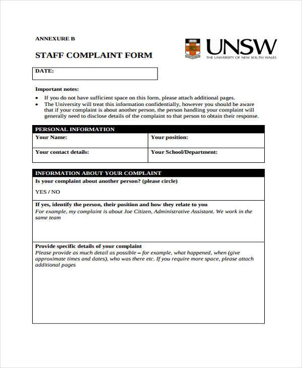 staff complaint form in pdf1