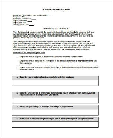 FREE 8+ Sample Staff Appraisal Forms in PDF | MS Word | Excel