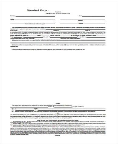 standard construction proposal form