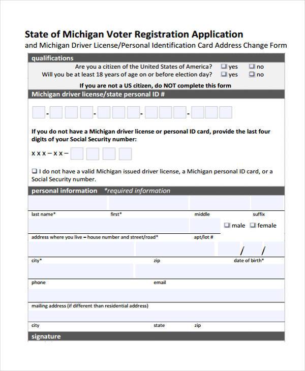 Free 7 Voter Registration Forms In Pdf Ms Word 2771