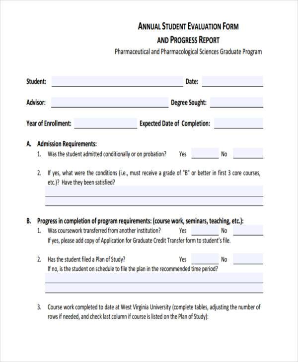 student annual evaluation form