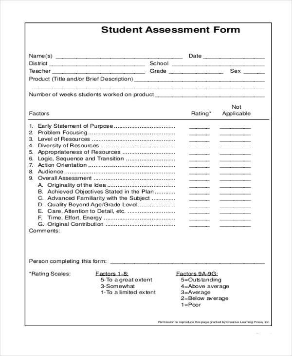 student assessment form for teachers1