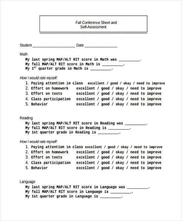 student conference self assessment form1