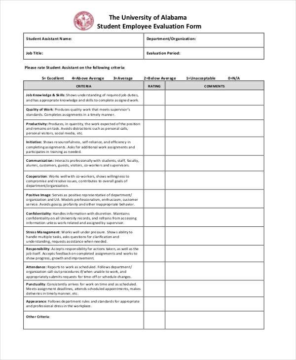 Job Evaluation Form Pdf Images