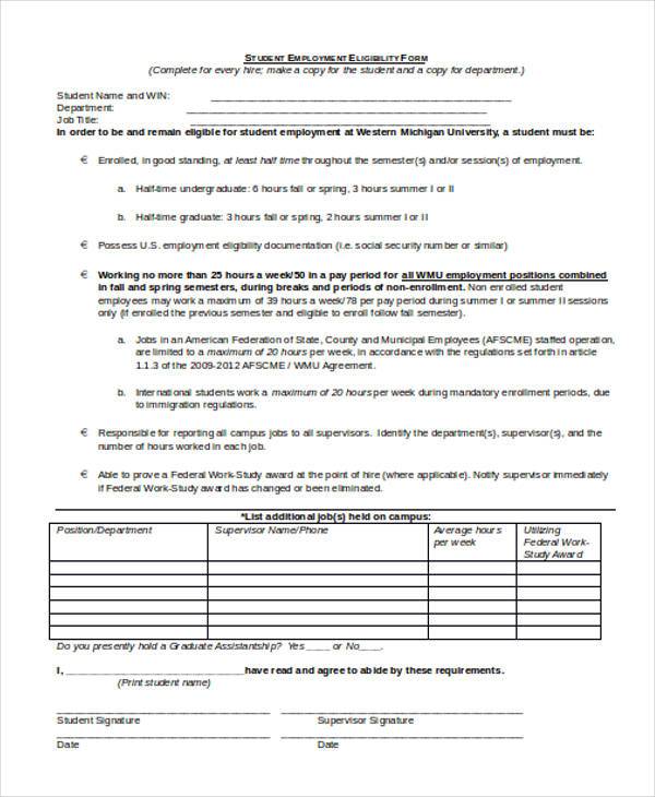 FREE 7 Sample Employment Eligibility Forms In PDF MS Word