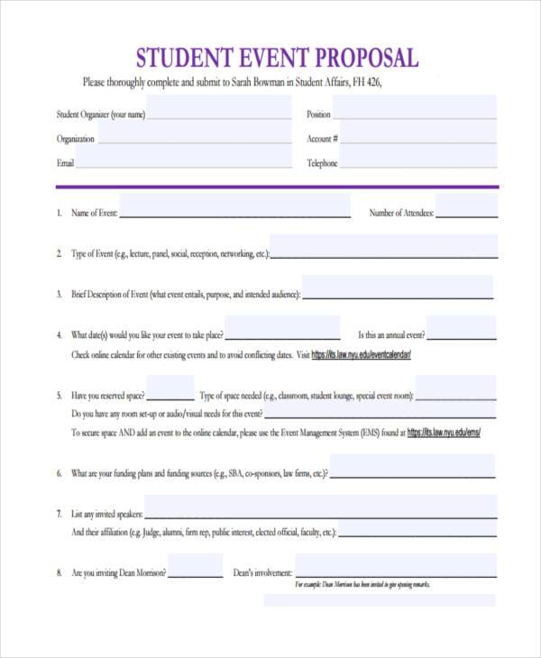 student event proposal form
