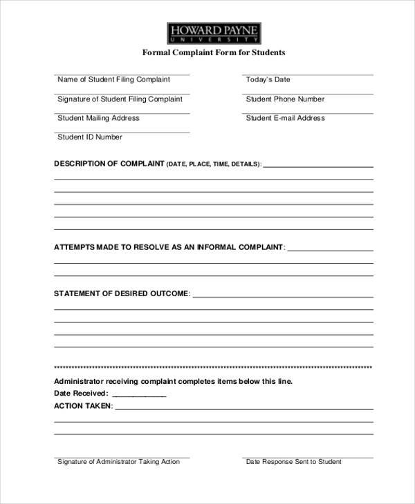 student finance complaint form pdf