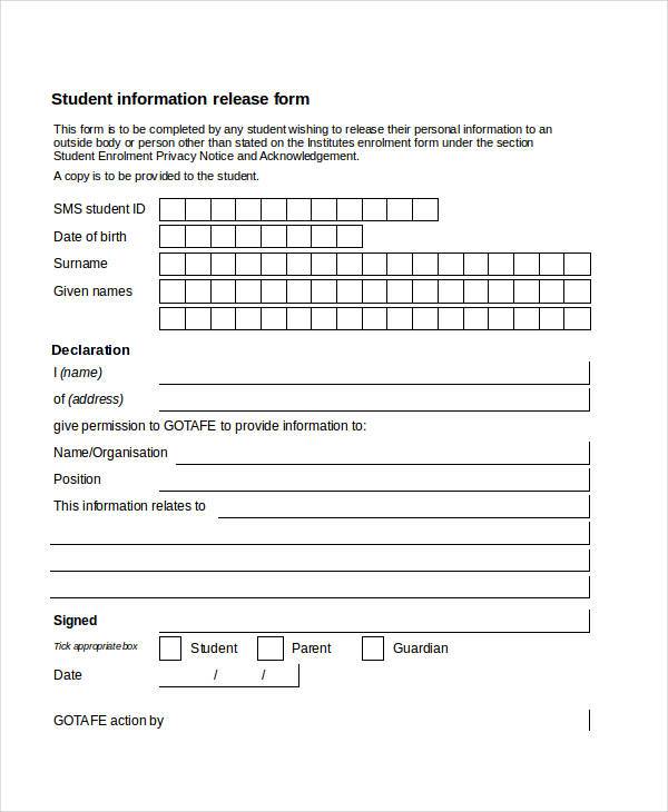 student information release form1