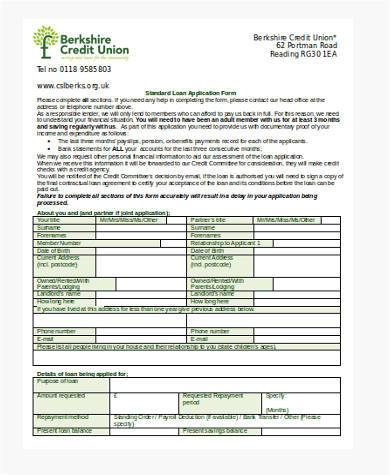 student loan application form in word format