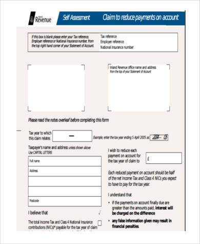 student loan self assessment form