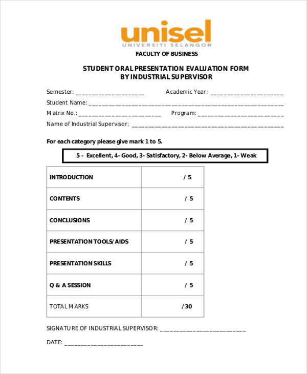 Printable Oral Presentation Evaluation Form Templates Fillable Images