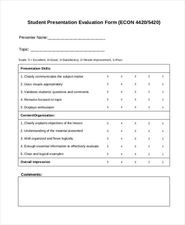 student presentation evaluation form1