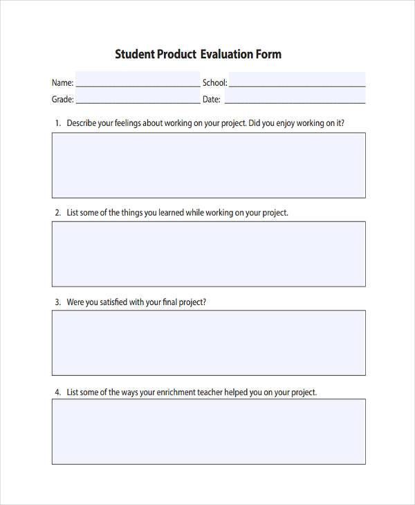 student project evaluation form