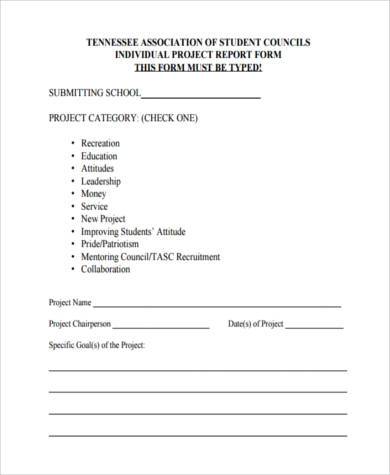 student project report form