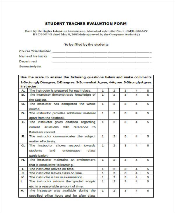 student teacher evaluation form2