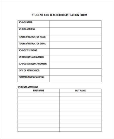 student teacher registration form