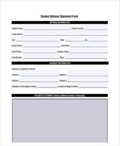 student witness statement form