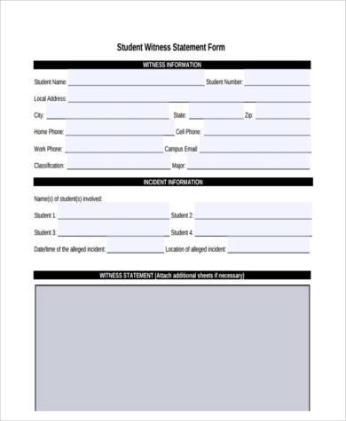FREE 8+ Sample Student Statement Forms in PDF | MS Word