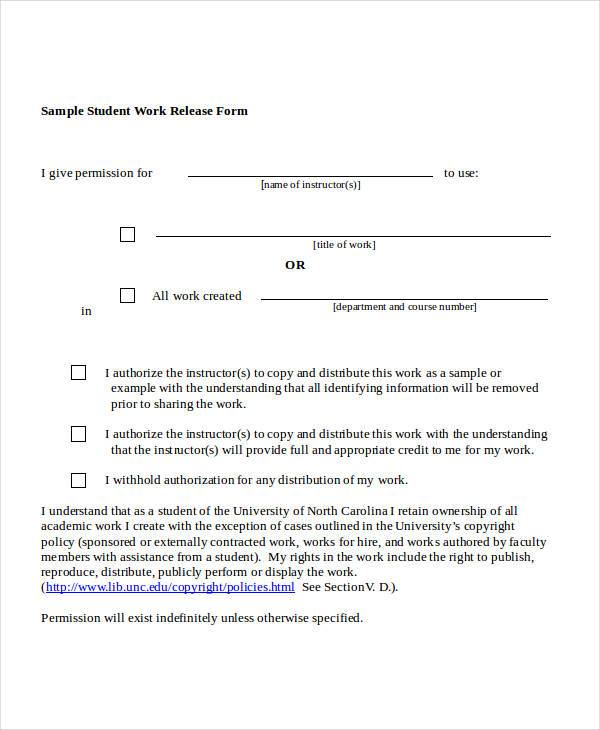 student work release form2
