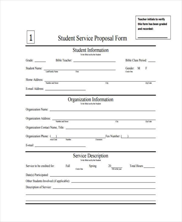 students service proposal form sample