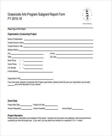 subgrant evaluation report form