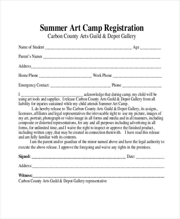 Free Summer Camp Registration Form Template