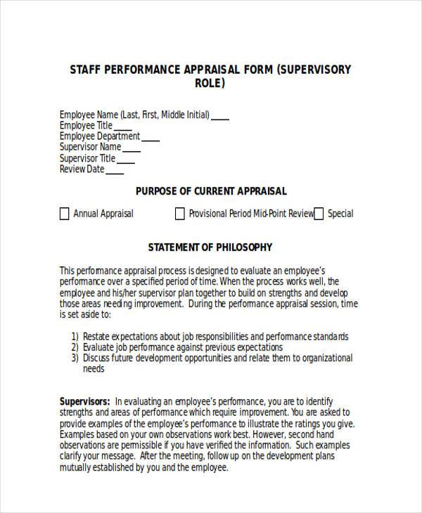 supervisor appraisal form in doc