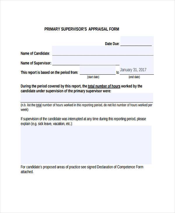 supervisor appraisal form in pdf