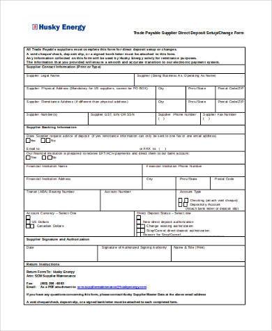 supplier direct deposit form