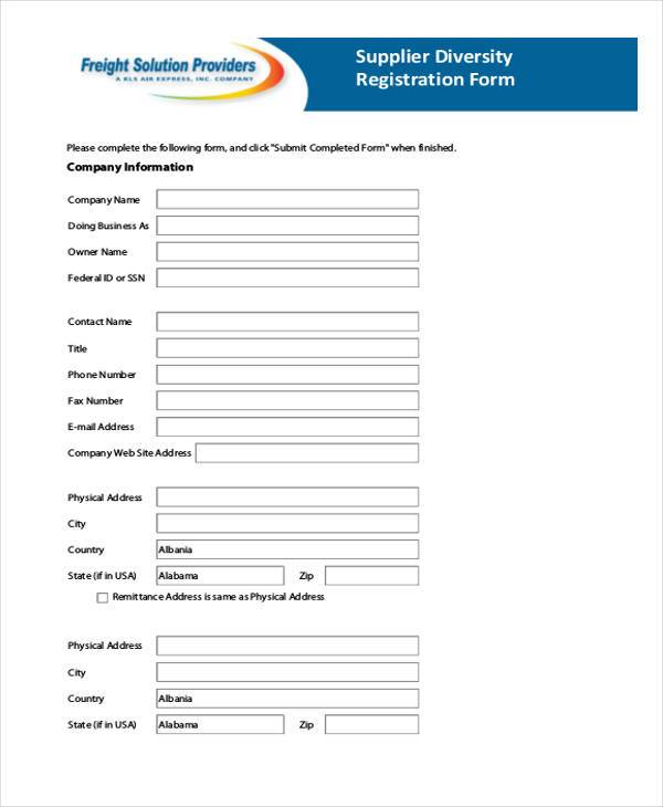 FREE 10+ Supplier Registration Forms in PDF MS Word