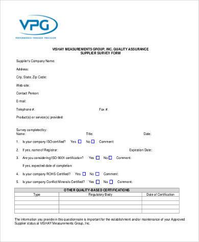 supplier evaluation survey form1