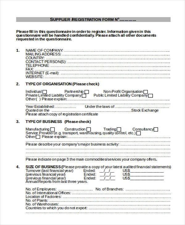 FREE 10 Supplier Registration Forms In PDF MS Word FREE 10 Supplier Registration Forms In PDF MS Word