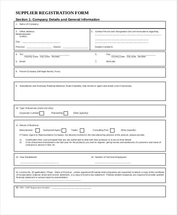 supplier registration form in pdf