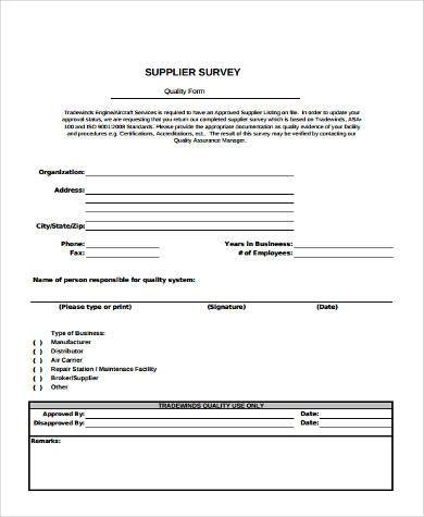 supplier survey form in pdf