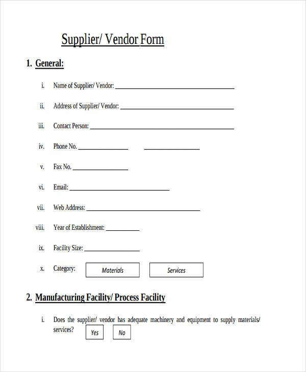 FREE 8+ Sample Supplier Assessment Forms in PDF MS Word