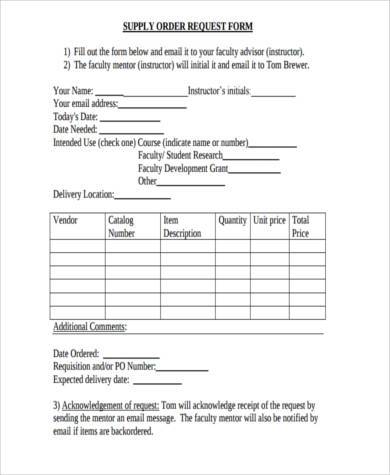supply order request form
