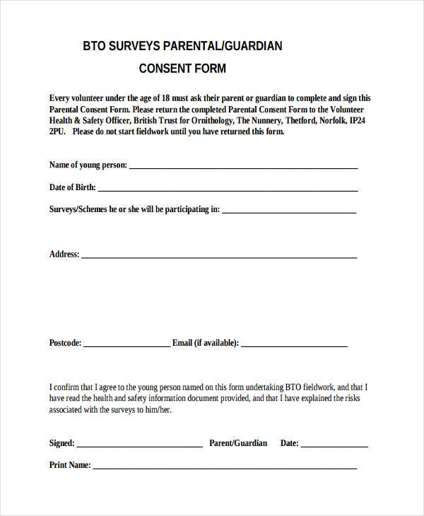 survey parental consent form