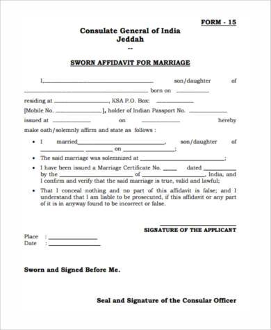 sworn affidavit form example