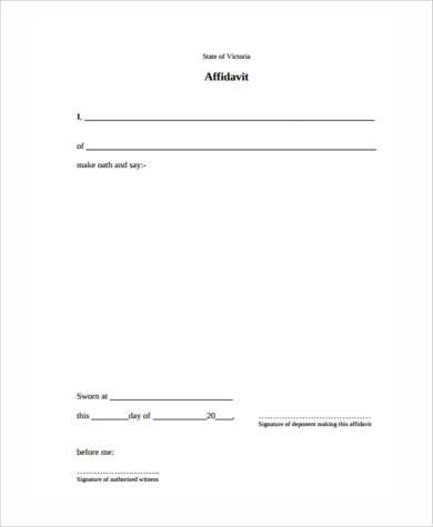 sworn statement affidavit form sample