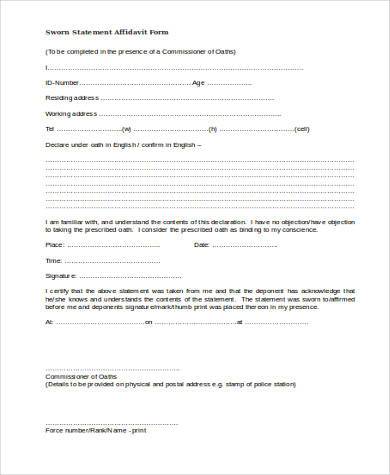 sworn statement affidavit form2