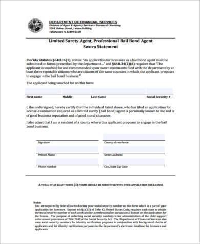 sworn statement form pdf