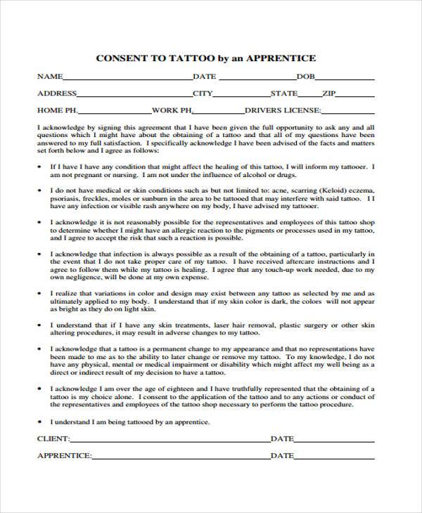 tattoo apprentice consent form1