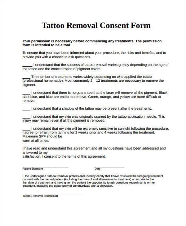 Consent Form  Parliament Tattoo