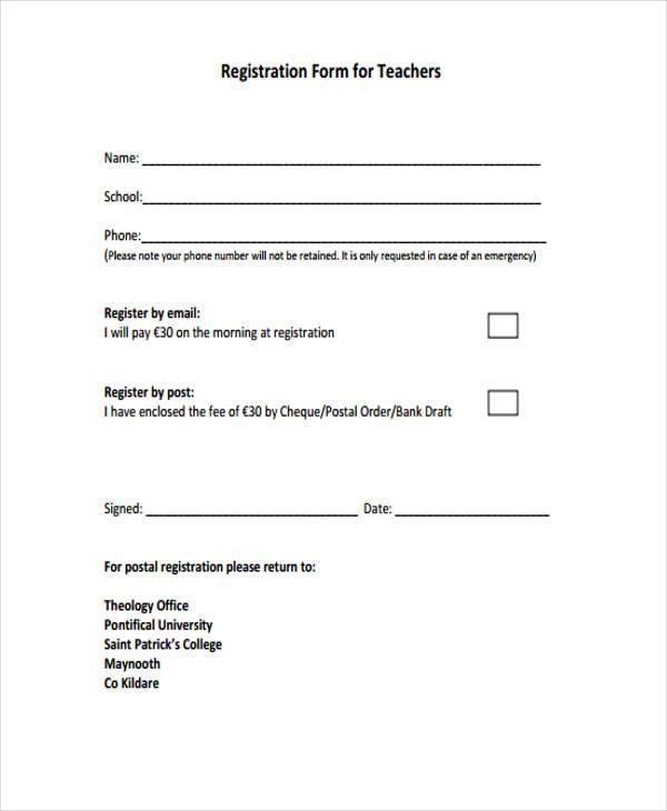 teacher full registration form