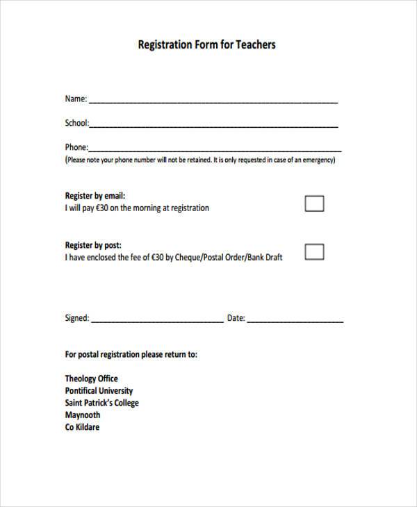 FREE 8+ Teacher Registration Forms in PDF | MS Word | Excel