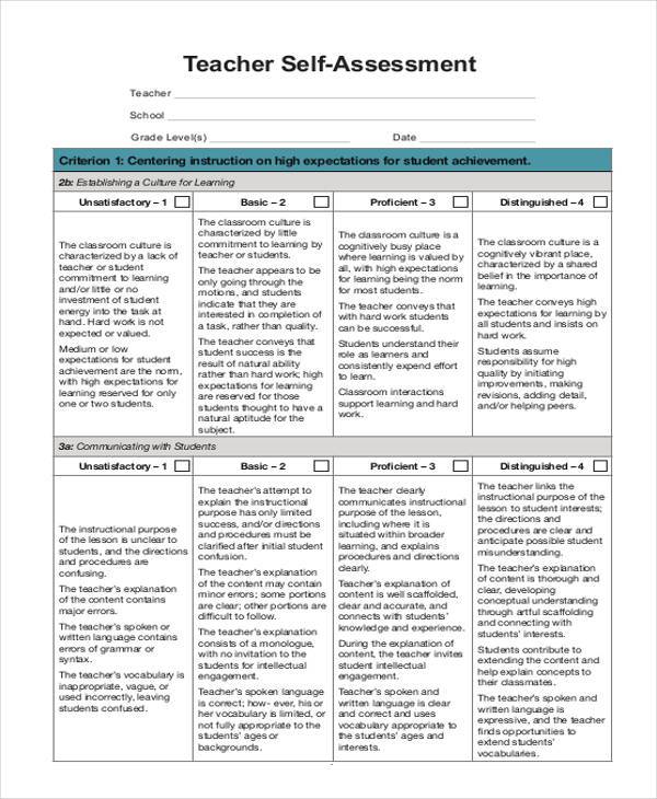 teacher self assessment form1