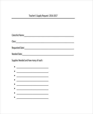teacher supply request form